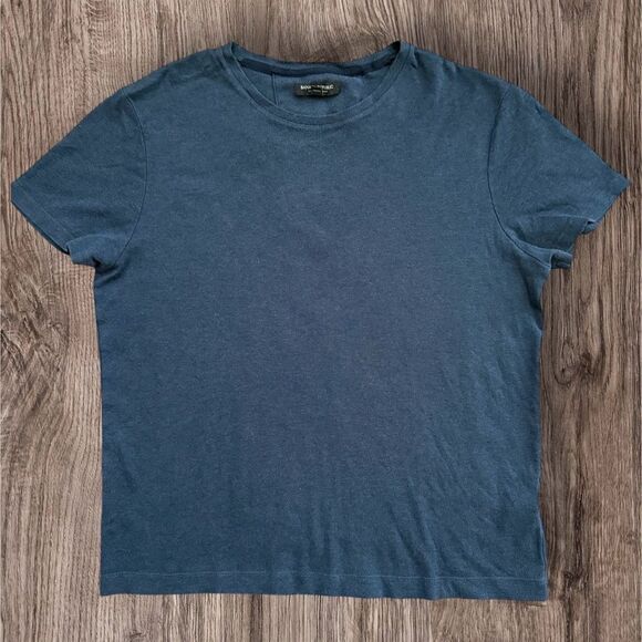 Banana Republic Lux Solid Crew T-Shirt Slate Blue Tee Size Large Casual Tee - Picture 1 of 4